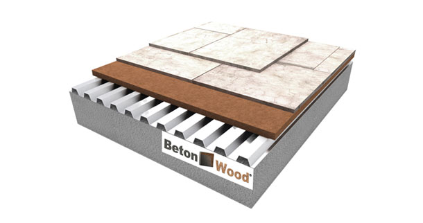 Pavimento a secco con doppio BetonWood e fibra di legno Base